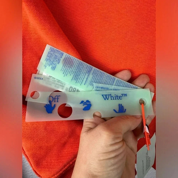 Off-White Virgil Abloh Black Logo Hand Signs Orange Hoodie XL Deadstock 2013 - Picture 14 of 16